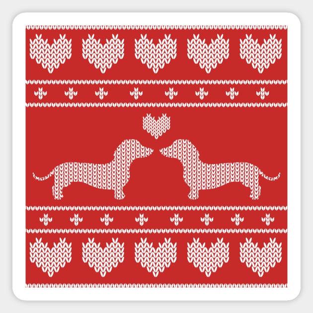 Short legs big heart dachshund holiday sweater Sticker by Nice Surprise